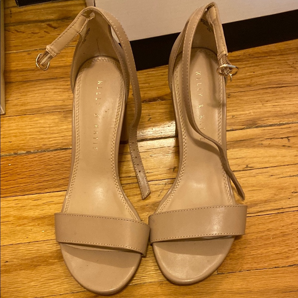 Kelly & Katie Tan Heels Open-Toe Ankle Strap